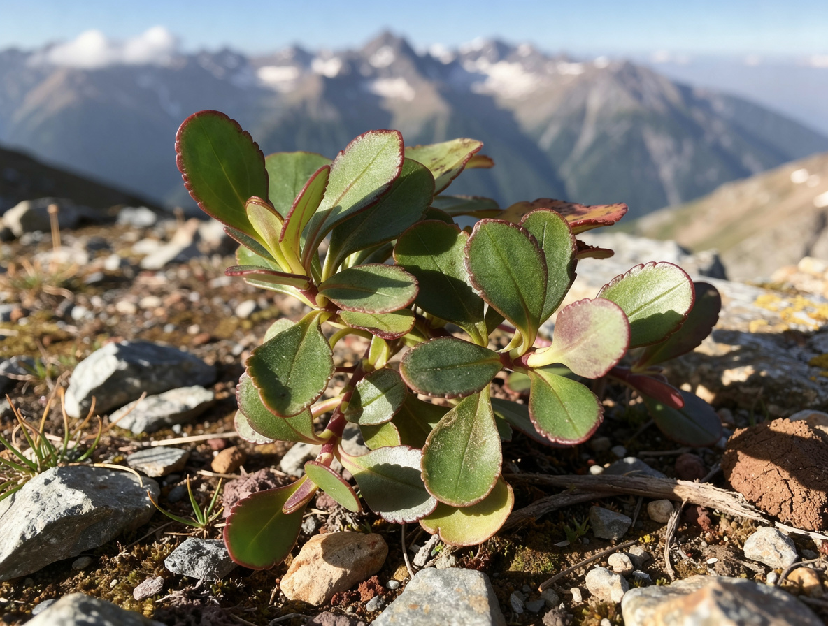 Veronica lavaudiana en fleurs sur des affleurements rocheux de la péninsule de Banks, Nouvelle-Zélande